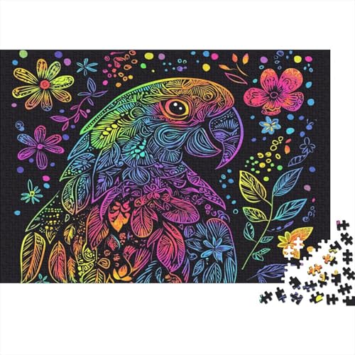 Papagei Parrot Puzzle HolzKunst Premium Polly Kreativ Lustiges Tier Plakat Papageien Puzzles Für Erwachsene Kinder 500pcs (52x38cm) von DUABELPHF