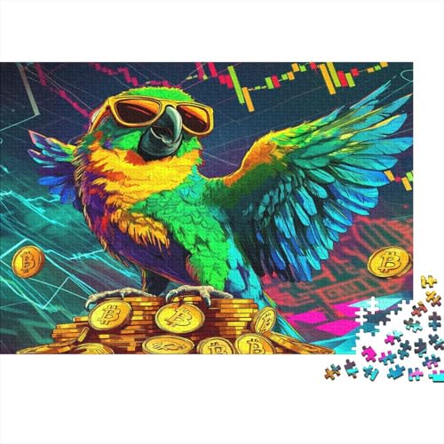 Papagei Parrot Puzzle HolzKunst Premium Polly Tier Plakat Papageien Puzzles Für Erwachsene Teenager Kinder 500pcs (52x38cm) von DUABELPHF