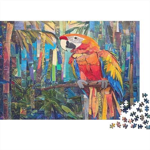 Papagei Parrot Puzzle HolzKunst Premium Polly Tier Plakat Papageien Puzzles Für Erwachsene Teenager Kinder 500pcs (52x38cm) von DUABELPHF