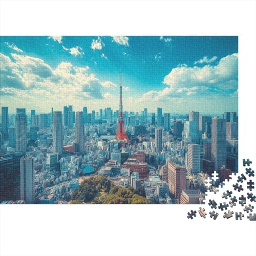 Realistic Scenery of Tokio Tokyo Puzzle HolzKunst Premium Japanische Stadtlandschaft Kreativ Lustiges Puzzles Plakat Für Erwachsene Kinder 500pcs (52x38cm) von DUABELPHF