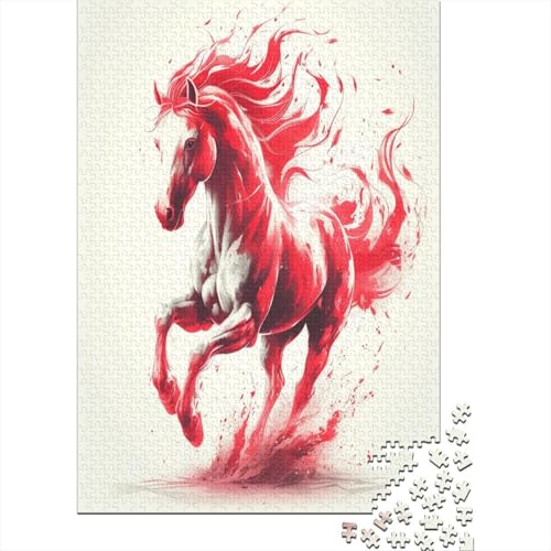 Red Pferd Puzzle 1000 Teile Puzzles Für Erwachsene Lernspiel Herausforderungsspielzeug 1000-teilige Puzzlespiel Für Erwachsene Kinder Puzzel 1000pcs (75x50cm) von DUABELPHF