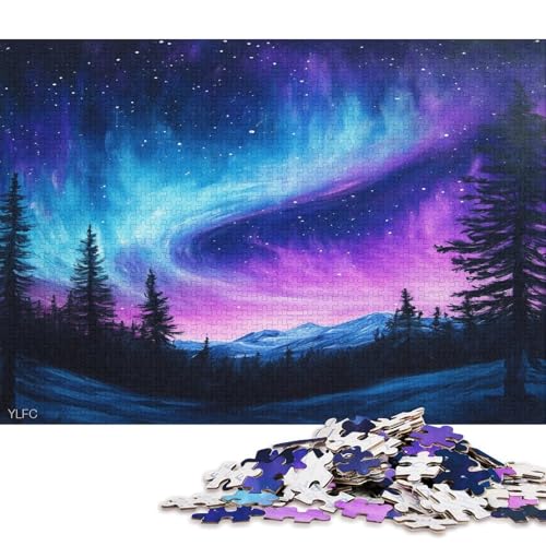 Regenbogen Farbige Aurora Puzzle HolzKunst Premium Polarlichter Nordlichter GesKükenlichkeitsspielPoster Puzzles Für Erwachsene Und Kinder Ab 13 Jahren 300pcs (40x28cm) von DUABELPHF