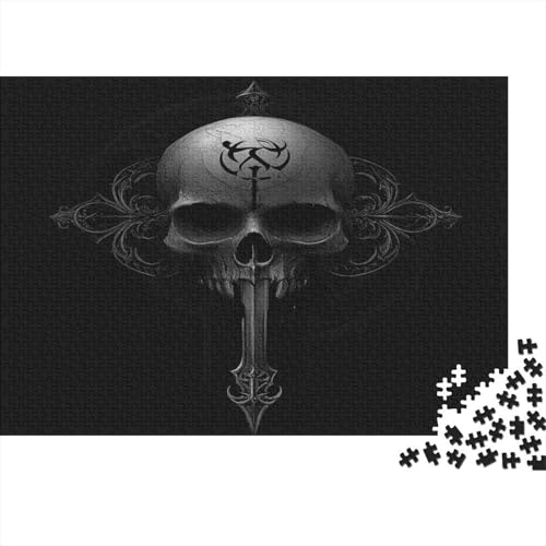 Schädel Skeleton Skelett Skull Puzzle HolzKunst Premium Schreckliche Aufregung Kreativ Lustiges Puzzles Plakat Für Erwachsene Kinder 300pcs (40x28cm) von DUABELPHF