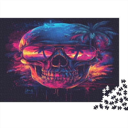 Schädel Skeleton Skelett Skull Puzzle HolzKunst Premium Schreckliche Aufregung Kreativ Lustiges Puzzles Plakat Für Erwachsene Kinder 300pcs (40x28cm) von DUABELPHF