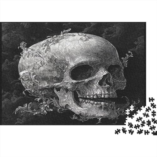 Schädel Skeleton Skelett Skull Puzzle HolzKunst Premium Schreckliche Aufregung Kreativ Lustiges Puzzles Plakat Für Erwachsene Kinder 300pcs (40x28cm) von DUABELPHF