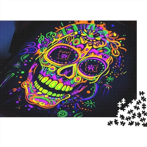 Schädel Skeleton Skelett Skull Puzzle HolzKunst Premium Schreckliche Aufregung Kreativ Lustiges Puzzles Plakat Für Erwachsene Kinder 300pcs (40x28cm) von DUABELPHF