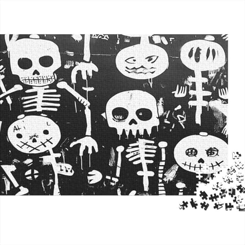 Schädel Skeleton Skelett Skull Puzzle HolzKunst Premium Schreckliche Aufregung Kreativ Lustiges Puzzles Plakat Für Erwachsene Kinder 300pcs (40x28cm) von DUABELPHF