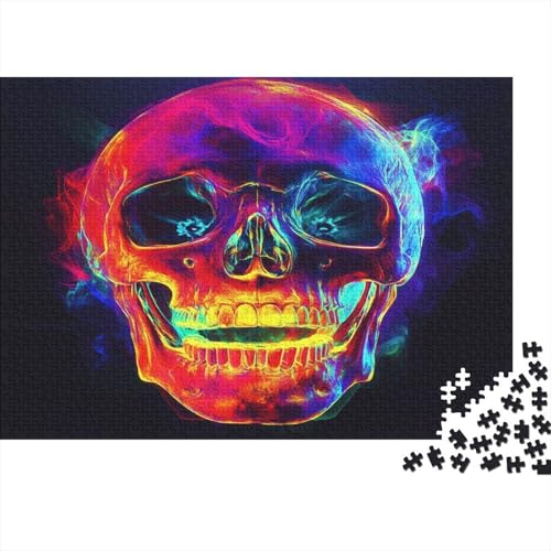 Schädel Skeleton Skelett Skull Puzzle HolzKunst Premium Schreckliche Aufregung Kreativ Lustiges Puzzles Plakat Für Erwachsene Kinder 300pcs (40x28cm) von DUABELPHF