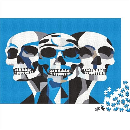 Schädel Skeleton Skelett Skull Puzzle HolzKunst Premium Schreckliche Aufregung Spiel Entpacken Puzzles Plakat Für Erwachsene Kinder 300pcs (40x28cm) von DUABELPHF