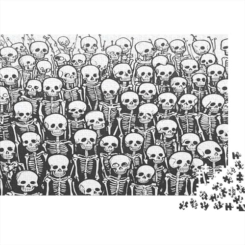 Schädel Skeleton Skelett Skull Puzzle HolzKunst Premium Schreckliche AufregungLegespiel- Erwachsenenpuzzle Puzzles Plakat Für Erwachsene Kinder 300pcs (40x28cm) von DUABELPHF