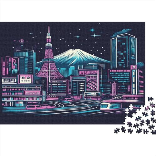 Tokio Tokyo Puzzle HolzKunst Premium Japanische Stadtlandschaft Kreativ Lustiges Puzzles Plakat Für Erwachsene Kinder 500pcs (52x38cm) von DUABELPHF