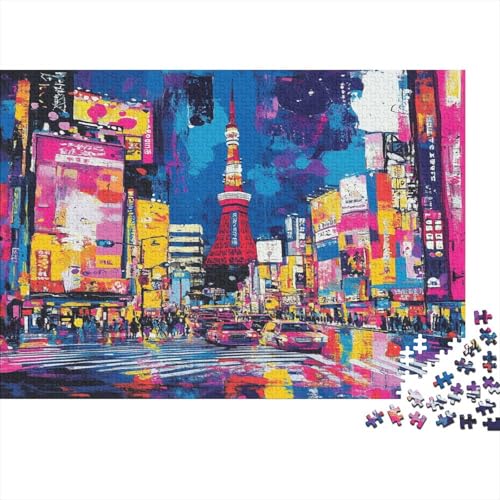 Tokio Tokyo Puzzle HolzKunst Premium Japanische Stadtlandschaft Legespiel- Erwachsenenpuzzle Puzzles Plakat Für Erwachsene Kinder 500pcs (52x38cm) von DUABELPHF