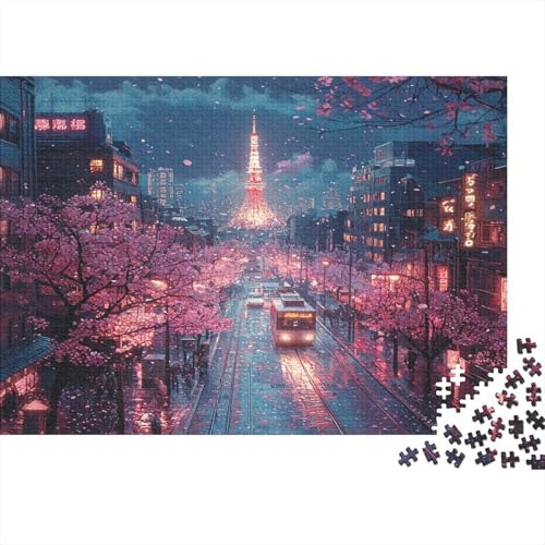 Tokio Tokyo Puzzle HolzKunst Premium Japanische Stadtlandschaft Legespiel- Erwachsenenpuzzle Puzzles Plakat Für Erwachsene Kinder 500pcs (52x38cm) von DUABELPHF