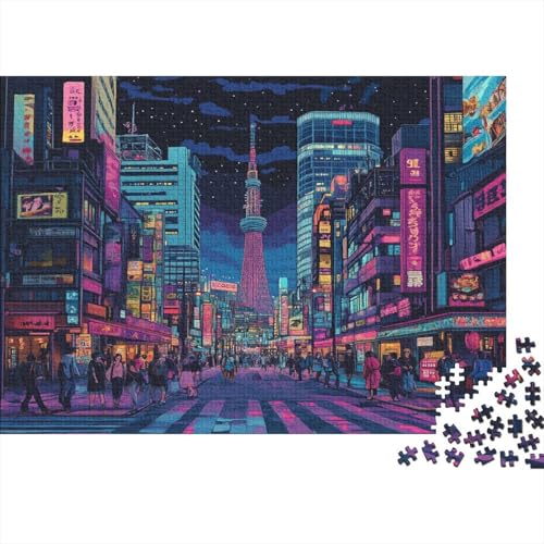 Tokio Tokyo Puzzle HolzKunst Premium Japanische Stadtlandschaft Legespiel- Erwachsenenpuzzle Puzzles Plakat Für Erwachsene Kinder 500pcs (52x38cm) von DUABELPHF