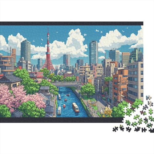 Tokio Tokyo Puzzle HolzKunst Premium Japanische Stadtlandschaft Spiel Entpacken Puzzles Plakat Für Erwachsene Kinder 300pcs (40x28cm) von DUABELPHF