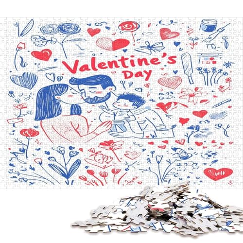 Valentinstag Valentine's Day Liebe Herz Puzzle HolzKunst Romantisches Liebesspiel Geschenk Plakat Puzzles Für Erwachsene 1000pcs (75x50cm) von DUABELPHF