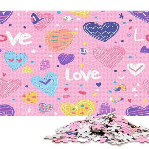 Valentinstag Valentine's Day Liebe Herz Puzzle HolzKunst Romantisches Liebesspiel Geschenk Plakat Puzzles Für Erwachsene 300pcs (40x28cm) von DUABELPHF