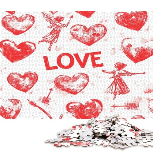 Valentinstag Valentine's Day Liebe Herz Puzzle HolzKunst Romantisches Liebesspiel Geschenk Plakat Puzzles Für Erwachsene 300pcs (40x28cm) von DUABELPHF