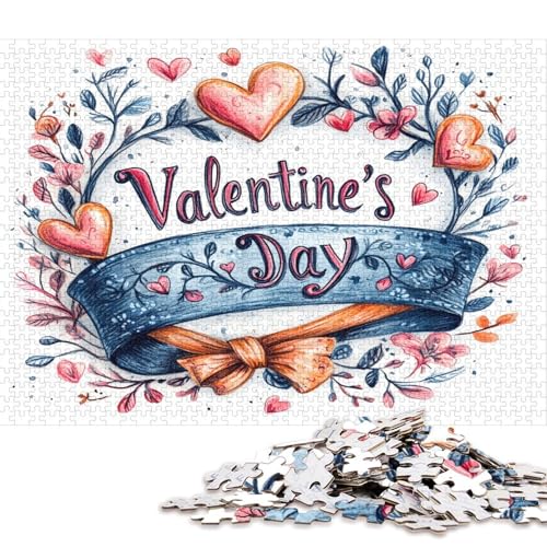 Valentinstag Valentine's Day Liebe Herz Puzzle HolzKunst Romantisches Liebesspiel Geschenk Plakat Puzzles Für Erwachsene 300pcs (40x28cm) von DUABELPHF