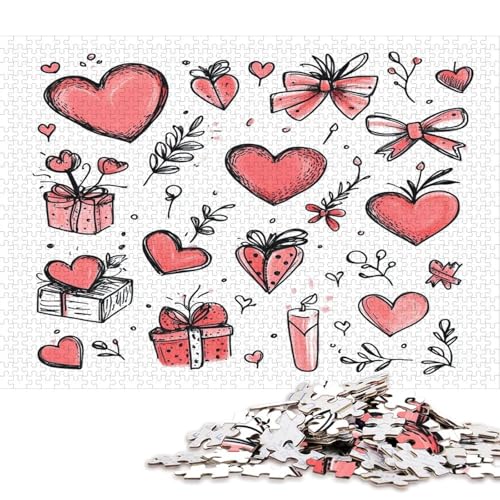 Valentinstag Valentine's Day Liebe Herz Puzzle HolzKunst Romantisches Liebesspiel Geschenk Plakat Puzzles Für Erwachsene Kinder 300pcs (40x28cm) von DUABELPHF