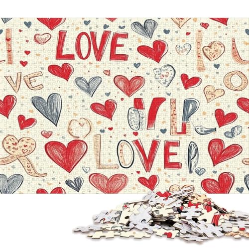 Valentinstag Valentine's Day Liebe Herz Puzzle HolzKunst Romantisches Liebesspiel Geschenk Plakat Puzzles Für Erwachsene Kinder 300pcs (40x28cm) von DUABELPHF