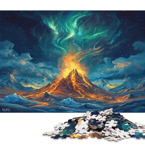 Vulkan Und EIS Mit Aurora Im Keltischen Kunststil Puzzle HolzKunst Premium Polarlichter Nordlichter Stress AbbauenPoster Puzzles Erwachsene Kinder 300pcs (40x28cm) von DUABELPHF