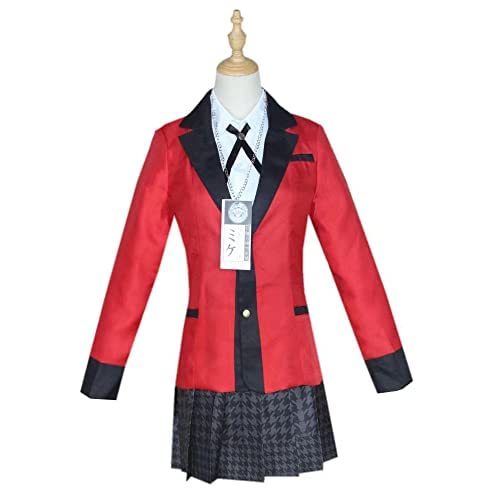 DUALY Jabami Yumeko Cosplay Kakegurui Anime Kostüm Anzug Für Erwachsene Frauenschule JK Uniform Faltenrock Rot (S) von DUALY