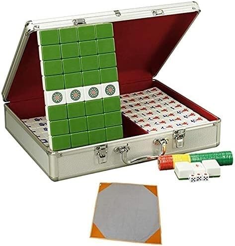 DUBTEDHOU Klassisches chinesisches Mahjong-Spiel-Set, Großes Mahjong mit 144 Spielsteinen, Exquisite Aluminium-Geschenkbox, sicher und langlebig von DUBTEDHOU