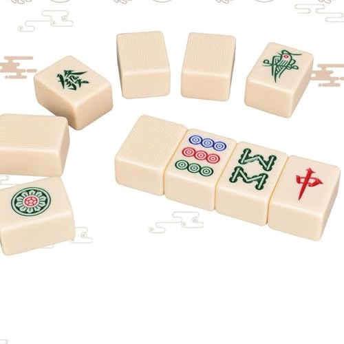 DUBTEDHOU Klassisches chinesisches Mahjong-Spiel-Set, MahJongg-Spielstein-Set, Mahjong-Set mit 144 Spielsteinen, leicht lesbares Spielset von DUBTEDHOU