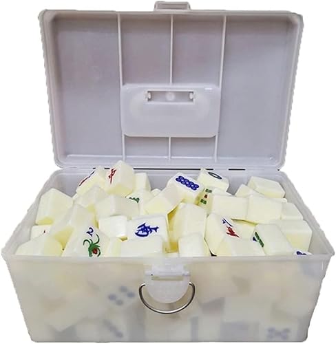 DUBTEDHOU Klassisches chinesisches Mahjong-Spiel-Set, Mahjong, langlebiges Acryl-Mahjong mit 144 gravierten Kacheln, Haushalts-Hand-Mahjong for Reisen, Reisen, Partyspiele(Plastic Box,37#) von DUBTEDHOU