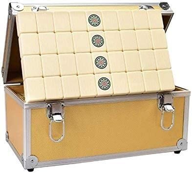 DUBTEDHOU Klassisches chinesisches Mahjong-Spiel-Set, Mahjong-Set – Exquisite Geschenkbox aus Aluminium, inklusive 144 Würfel, 3 Würfel und Aufbewahrungsbox(Beige,XL) von DUBTEDHOU