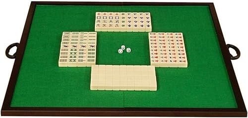 DUBTEDHOU Klassisches chinesisches Mahjong-Spiel-Set, Mahjong-Set mit 144 Spielsteinen, zusammenklappbare Mahjong-Arbeitsplatte, einfach und tragbar von DUBTEDHOU