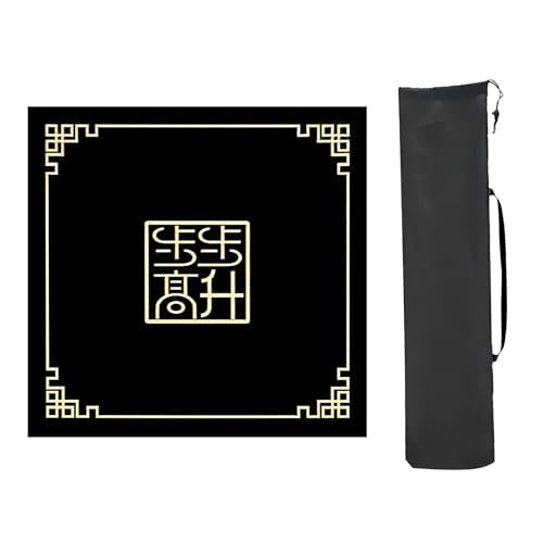 Mahjong Tischmatte,Kachel Spiele Tischabdeckung, Lärmreduzierende Mahjong-Tischmatte, Mahjong-Matte aus Faser und Gummi, vibrationsreduzierendes Mahjong-Pad for Mahjon-Poker(Black,70x70cm (27.55x27.55 von DUBTEDHOU