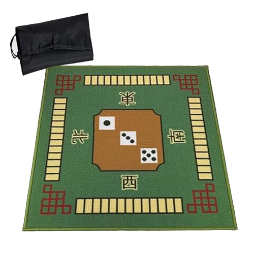 Mahjong Tischmatte,Kachel Spiele Tischabdeckung, Quadratisch mit Tragetasche, Geräuschreduzierung, Spielkartenmatte for Poker, Kartenspiele, Brettspiele, Kacheln, Mahjong-Spiele(Green,30.7x30.7inch) von DUBTEDHOU