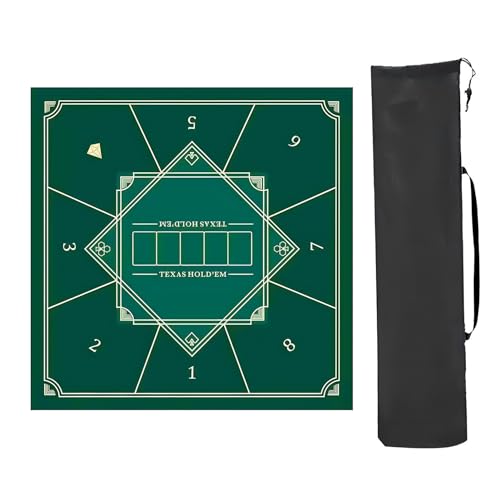 Mahjong Tischmatte,Kachel Spiele Tischabdeckung, Quadratische Mahjong-Tischmatte, Spieltischmatte mit Regeln, rutschfeste und geräuschdichte Mahjong-Matte, for Mahjon-Poker(Green,80x80cm(31.49x31.49in von DUBTEDHOU