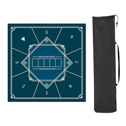 Mahjong Tischmatte,Kachel Spiele Tischabdeckung, Quadratische Mahjong-Tischmatte, Spieltischmatte mit Regeln, rutschfeste und geräuschdichte Mahjong-Matte, for Mahjon-Poker(Blue,70x70cm(27.55x27.55in) von DUBTEDHOU