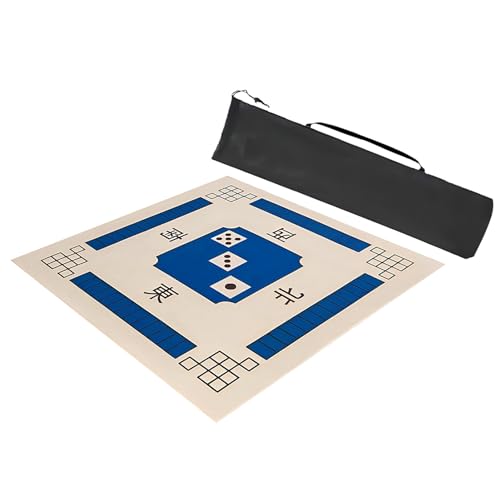 Mahjong Tischmatte,Kachel Spiele Tischabdeckung, Verdickte Mahjong-Tischmatte, rutschfeste Mahjong-Tischmatte mit Geräuschreduzierung und Aufbewahrungstasche for Mahjon Poker(Blue,88x88cm(34.64x34.64i von DUBTEDHOU