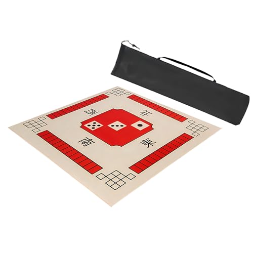 Mahjong Tischmatte,Kachel Spiele Tischabdeckung, Verdickte Mahjong-Tischmatte, rutschfeste Mahjong-Tischmatte mit Geräuschreduzierung und Aufbewahrungstasche for Mahjon Poker(Red,88x88cm(34.64x34.64in von DUBTEDHOU