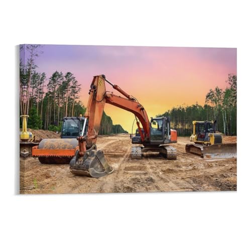 Puzzle 1000 Teile，Bulldozer, Bagger und Bodenverdichter bei Straßenbauarbeiten，Intelligenz-Herausforderungs-Puzzle Kinder-Intelligenz-Herausforderungs-Rätsel（38x26cm）-167 von DUDOK