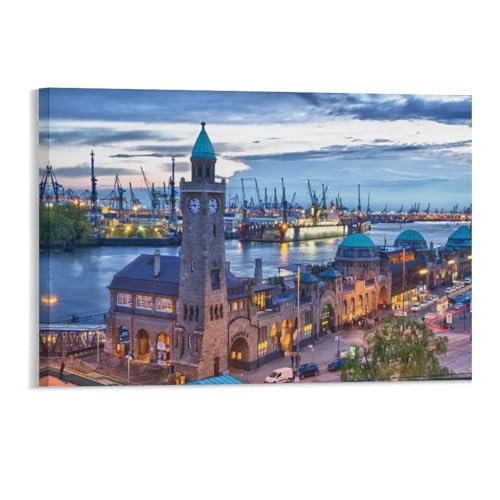 Puzzle 1000 Teile，Hamburger Hafen, Deutschland，Erwachsene Holzspiel Freizeit Kunst Spielzeug Puzzles（75x50cm）-160 von DUDOK