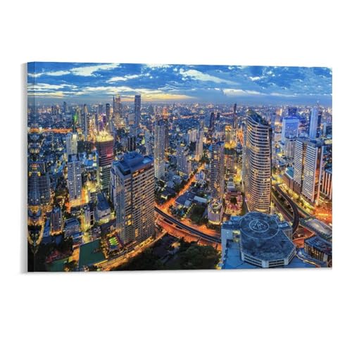 Puzzle 1000 Teile，Stadtbild Mitten in Bangkok，Holz Kinderspielzeug Dekompressionsspiel（75x50cm）-152 von DUDOK