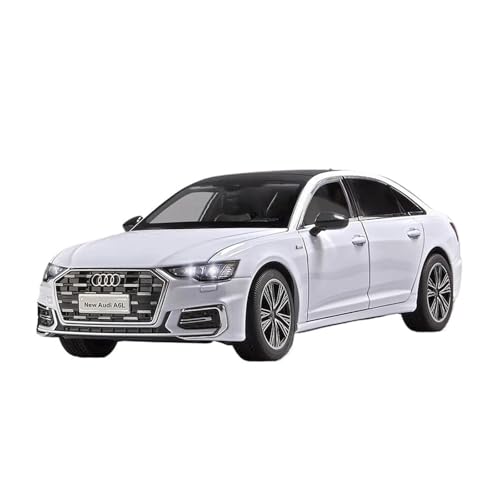 1 18 Für Audi A6 L Proportionaldruckgussauto Druckgussmodell Simulation Sound- Und Lichtdisplay Ornamente Druckgussmodelle Motorfahrzeuge(Weiß) von DUEVEL