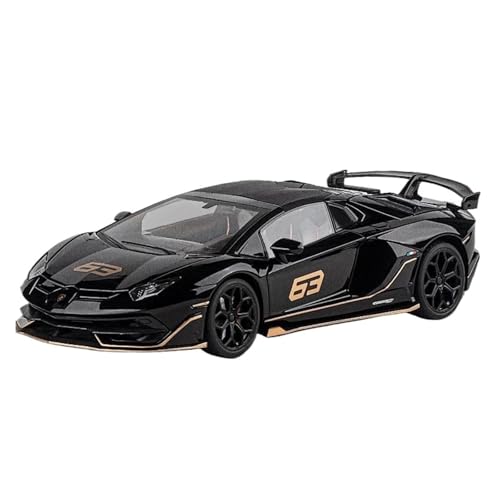 1 18 Für Aventadors SVJ 63 Alloy Racing Car Diecast Metal Toy Sports Car Model Collection Sound- Und Lichtsimulation Druckgussmodelle Motorfahrzeuge(Schwarz) von DUEVEL