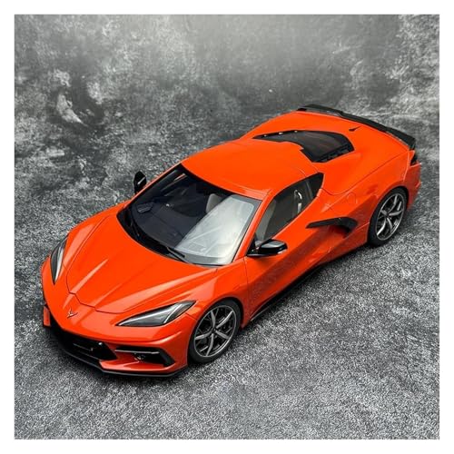 1 18 Für Chevrolet Corvette C8 Stingray Z51 Sportwagenmodell Maßstabmodell Statische Ornamente Druckgussmodelle Motorfahrzeuge(71283 Orange) von DUEVEL