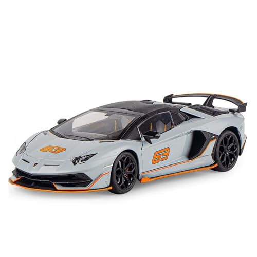 1 18 Simulationsmodellauto Für Aventadors SVJ 63 Sportwagenmodell Druckgussmodell Sound- Und Lichtornamente Druckgussmodelle Motorfahrzeuge(Grau) von DUEVEL