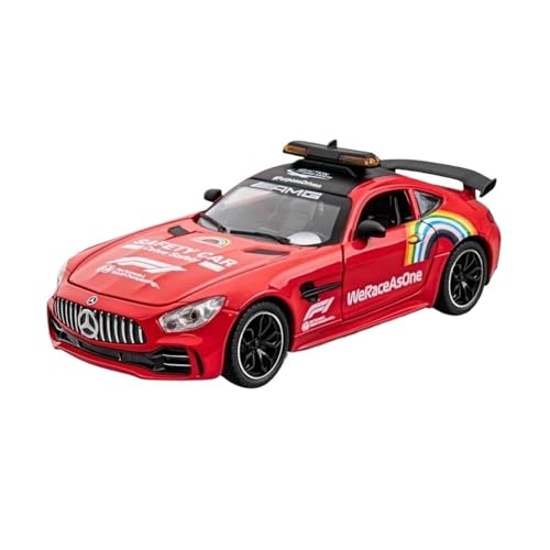 1 24 Automodell Für Mercedes Benz GTR AMG Safety Car Maßstab Druckgussmodell Spielzeug Sportwagen Sound Licht Pullback Druckgussmodelle Motorfahrzeuge(Rot) von DUEVEL