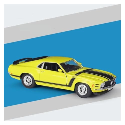 1 24 Für 1970 Ford Mustang BOSS 302 Druckguss Metall Sportwagen Modell Simulation Maßstab Modell Spielzeug Druckgussmodelle Motorfahrzeuge(Yellow) von DUEVEL