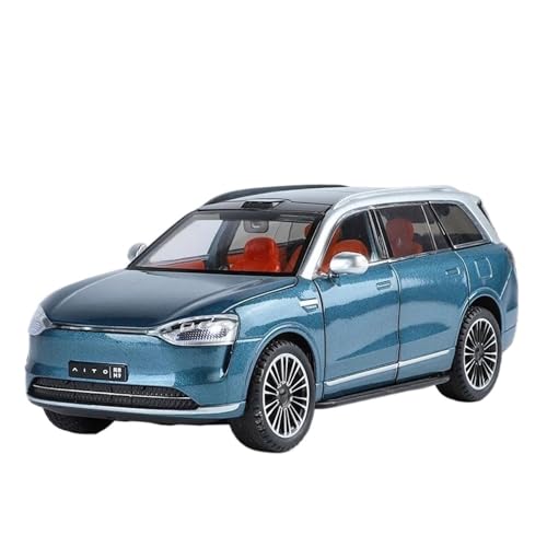 1 24 Für AITO M9 SUV Legierung Automodell Sound Und Licht Pull Back Kinderspielzeugsammlung Geburtstagsgeschenk Druckgussmodelle Motorfahrzeuge(Blau) von DUEVEL