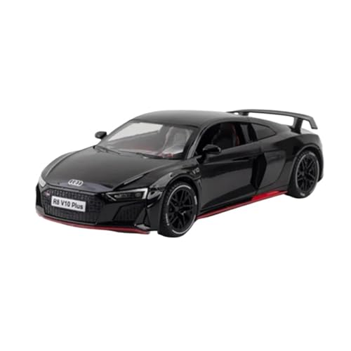 1 24 Für Audi R8 V10 Plus Legierung Sportwagen Modell Druckguss Metall Spielzeug Rennwagen Sound Und Licht Druckgussmodelle Motorfahrzeuge(Black B) von DUEVEL