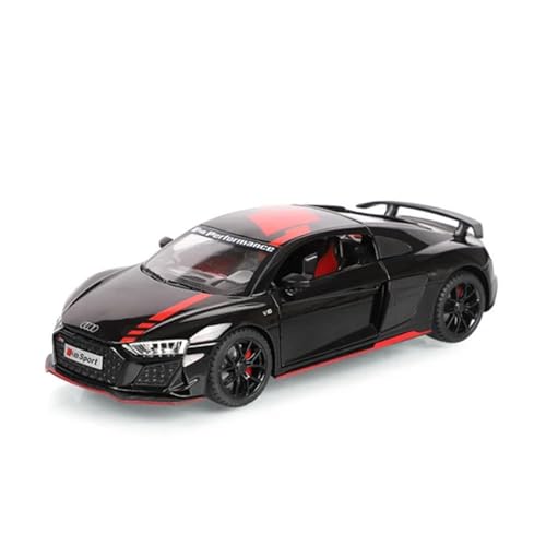 1 24 Für Audi R8 V10 Plus Legierung Sportwagen Modell Druckguss Metall Spielzeug Rennwagen Sound Und Licht Druckgussmodelle Motorfahrzeuge(Schwarz) von DUEVEL